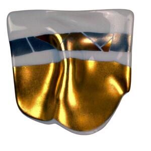 Vtg Porcelain Rosenthal Germany Art Deco Modernist Gold White Brooch Johan Loon